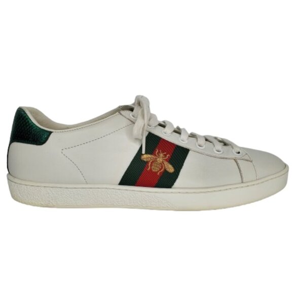 Gucci Ace Bee Embroidered Leather Low Top Sneakers - Picture 1 of 11